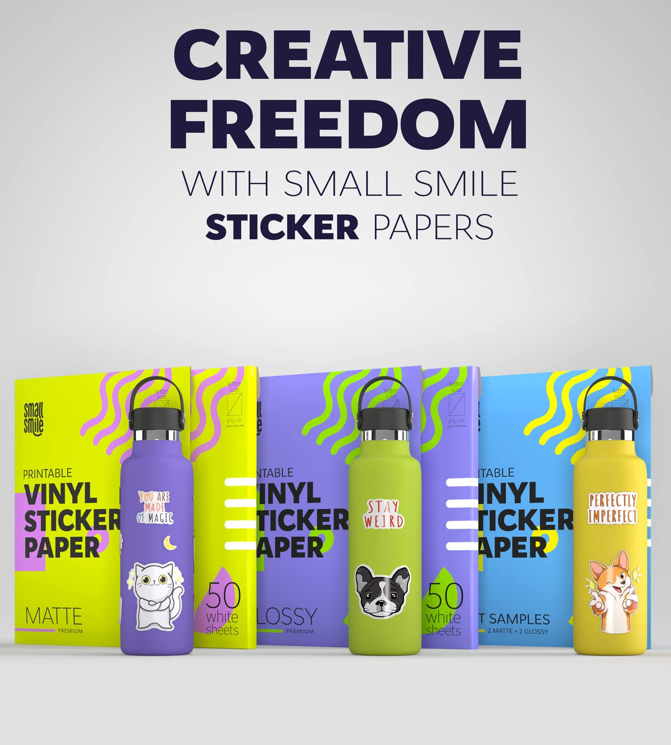Premium Printable Vinyl Sticker Paper for Inkjet Printer and Laser - 20 White Matte Sticker Paper Waterproof - Durability Adhesive Paper 8.5 x 11, Fast Dry, Holds Ink Well, Great for Cutting Machines 🍁 All In One Marketplace Canada