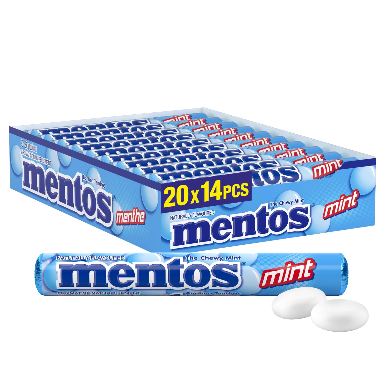 Mentos Chewy Mints, Mint - Pack of 20 Rolls (280 Pieces), 37g per roll 🍁 All In One Marketplace Canada