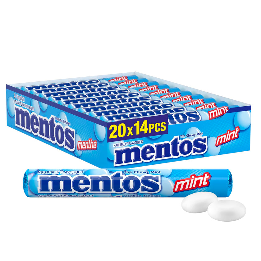 Mentos Chewy Mints, Mint - Pack of 20 Rolls (280 Pieces), 37g per roll 🍁 All In One Marketplace Canada