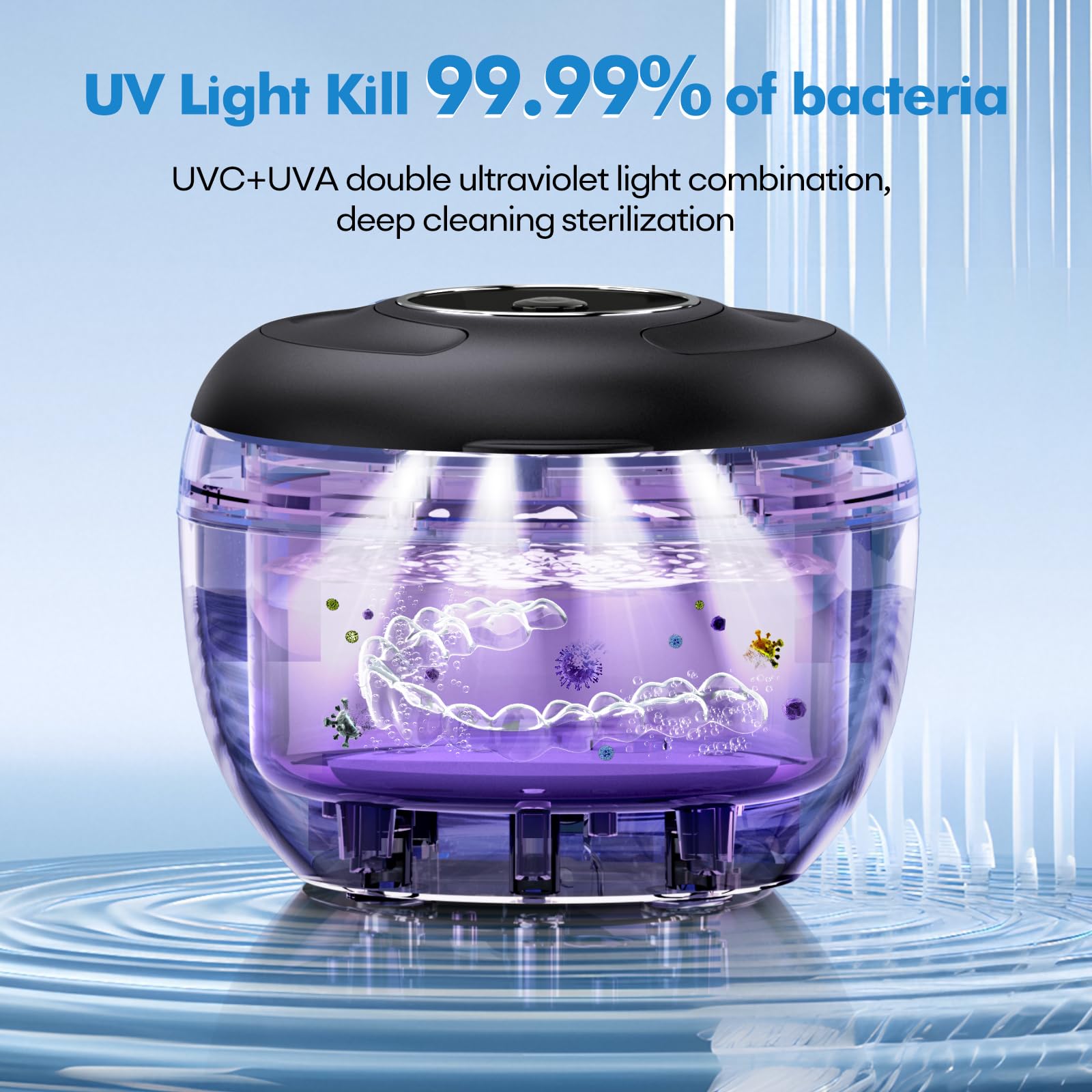Upgraded Ultrasonic Retainer Cleaner Machine, 45kHz Ultrasonic Dentures Cleaner for Night Guards, Braces, Aligner, Toothbrush, Jewelry and More, 200ML Capacity, Black1 🍁 All In One Marketplace Canada
