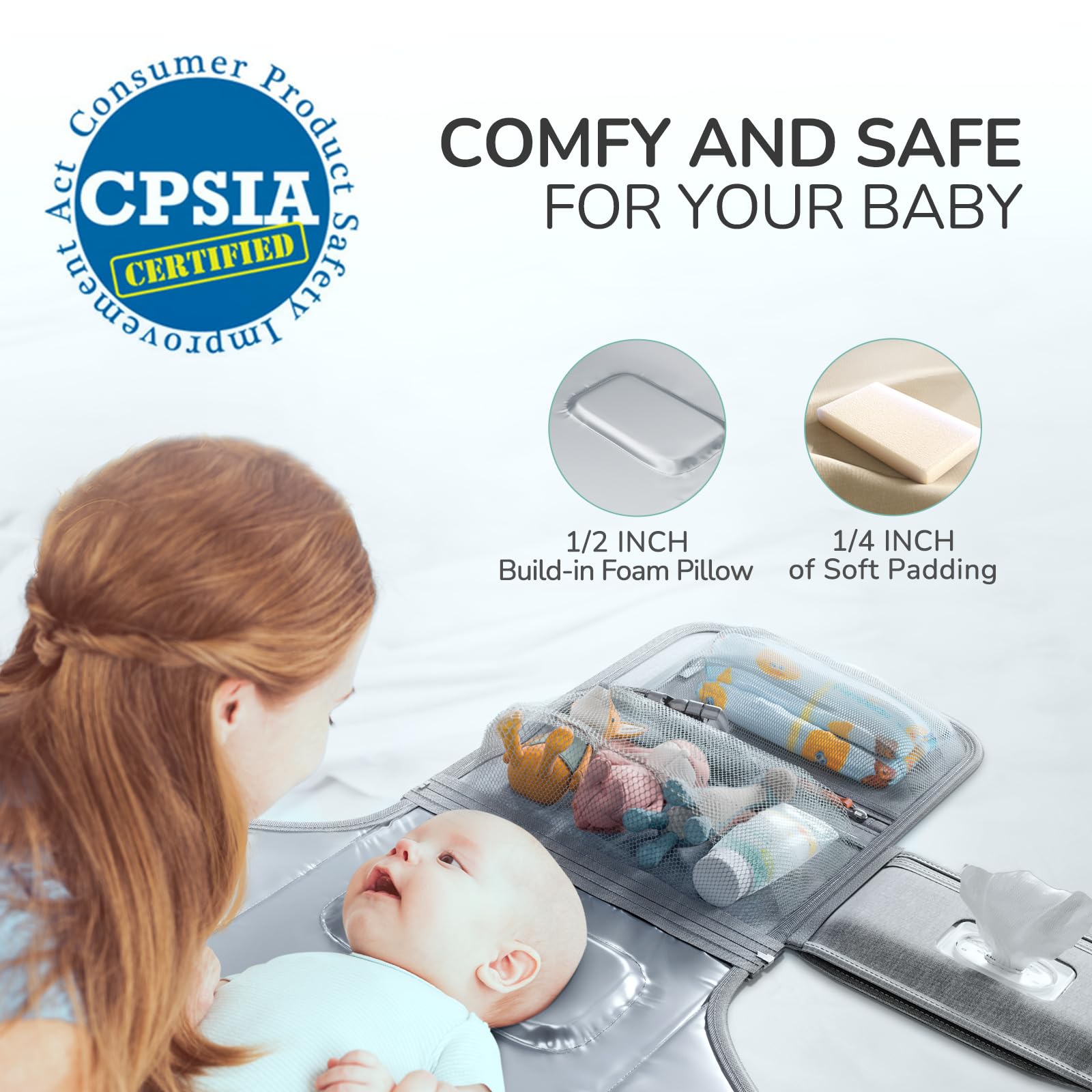 Portable Diaper Changing Pad for Baby, Detachable Travel Changing Pad with Baby Wipes Pocket, Gifts for Baby Shower, Newborn Girls and Boys 🍁 All In One Marketplace Canada