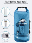 HEETA Dry Bag Waterproof for Women Men, Roll Top Lightweight Dry Storage Bag Backpack with Phone Case for Travel Swimming Boating Kayaking Paddle Board Camping Beach Accessories (Transparent Blue, 5L) 🍁 All In One Marketplace Canada