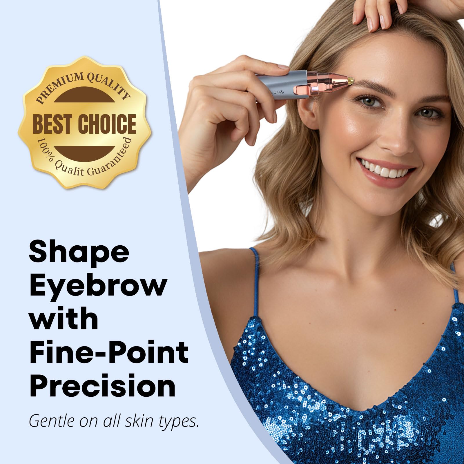 VG VOGCREST Eyebrow Facial Trimmer: 2 in1 Rechargeable Facial Hair Removal and Eyebrow Shaver - Face Lips Body Painless Facial Razor with Built-in LED Light (Sky Blue) 🍁 All In One Marketplace Canada