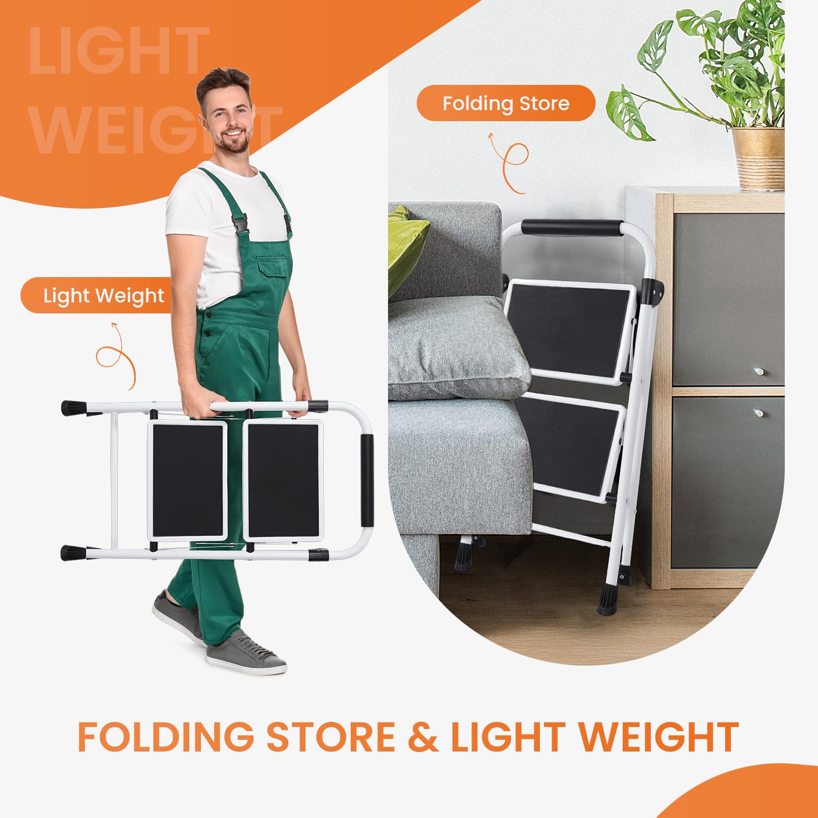 Sweetcrispy 2 Step Ladder, Anti-Slip Pedal 🍁 All In One Marketplace Canada