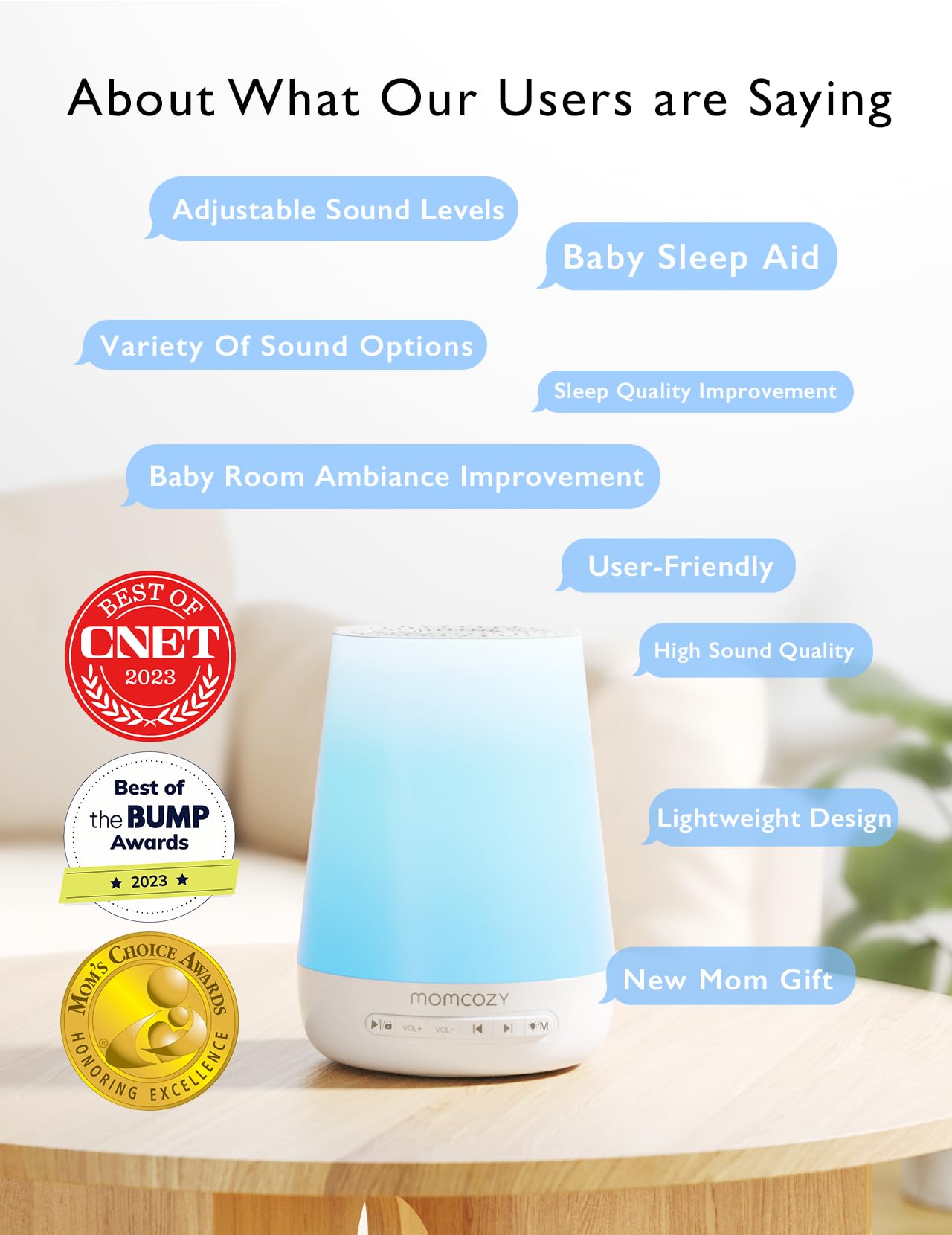 Baby Sound Machine, Momcozy White Noise Machine for Baby Sleeping with Night Light, Toddler Sleep Trainer 34 Soothing Sleep Sounds, Timer, App Remote Control, Personal Sleep Routine Alarm Clock(Blue) 🍁 All In One Marketplace Canada