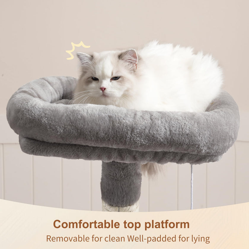 Heybly Cat Tree with Toy, Cat Tower condo for Indoor Cats, Cat House with Padded Plush Perch, Cozy Hammock and Sisal Scratching Posts, Light Gray S HCT004SW 🍁 All In One Marketplace Canada