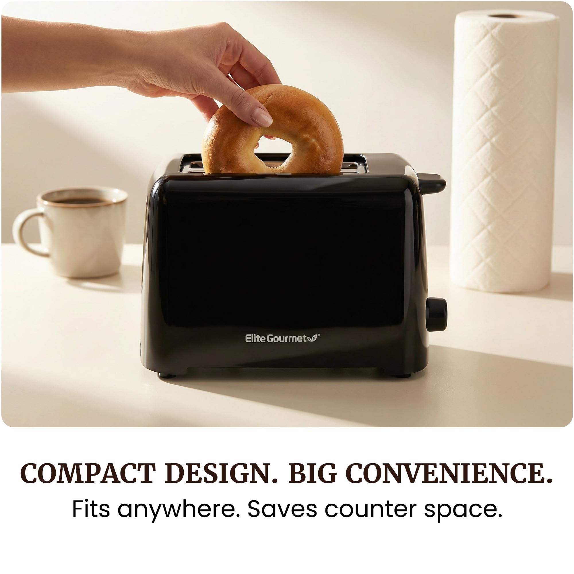Elite Gourmet 2-Slice Cool Touch Toaster – 6 Browning Levels, Extra Wide 1.25” Slots for Bagels & Thick Bread, Cancel Function, Compact, ETL Certified, Black 🍁 All In One Marketplace Canada
