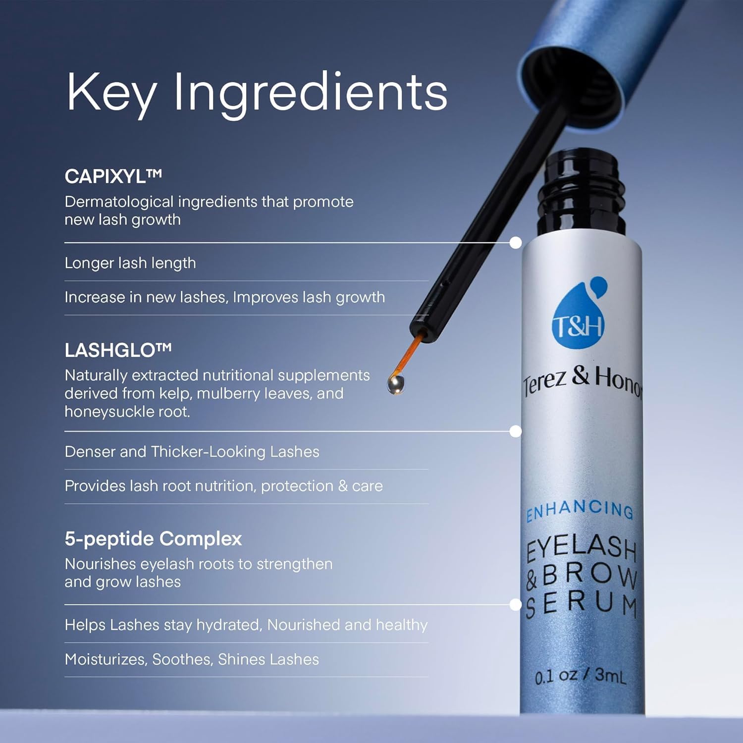 Terez & Honor Enhancing Lash & Brow Serum for Fuller, Thicker-Looking Lashes – Peptide Conditioner for Healthier-Looking Brows & Lashes, Gentle & Nourishing Formula 🍁 All In One Marketplace Canada