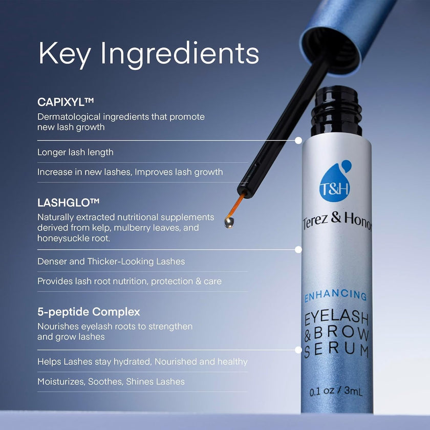 Terez & Honor Enhancing Lash & Brow Serum for Fuller, Thicker-Looking Lashes – Peptide Conditioner for Healthier-Looking Brows & Lashes, Gentle & Nourishing Formula 🍁 All In One Marketplace Canada