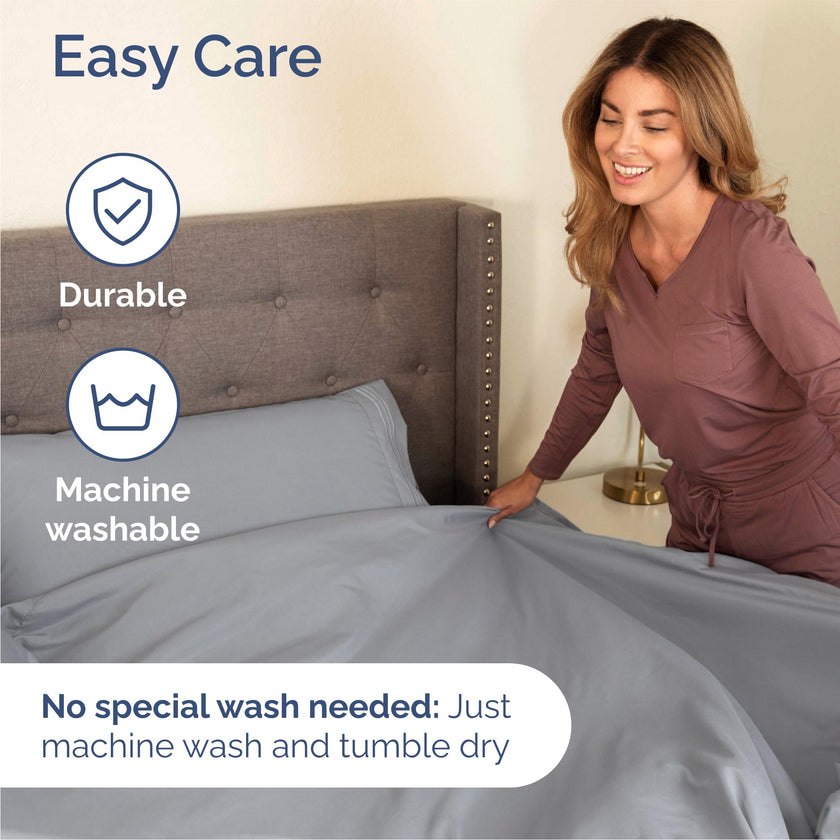 Queen Size 4 Piece Sheet Set - Comfy Breathable & Cooling Sheets - Hotel Luxury Bed Sheets for Women & Men - Deep Pockets, Easy-Fit, Soft & Wrinkle Free Sheets - Steel Blue Oeko-Tex Bed Sheet Set 🍁 All In One Marketplace Canada