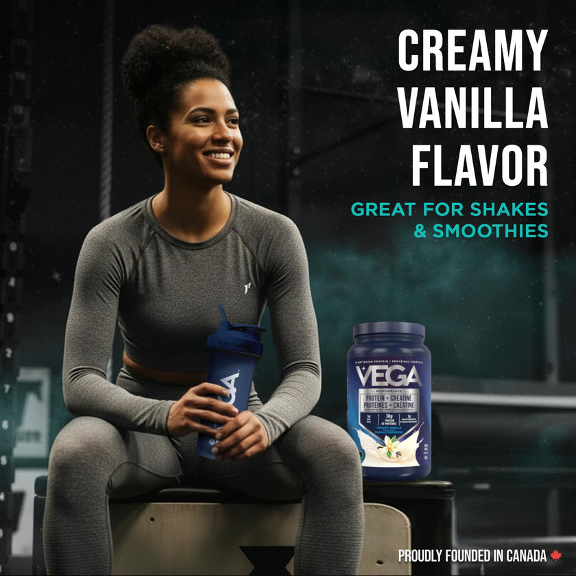 Vega Protein + Creatine, 28g Plant Based Protein Powder with Creatine for Muscle Recovery – Vanilla,18 Servings, 864 grams 🍁 All In One Marketplace Canada