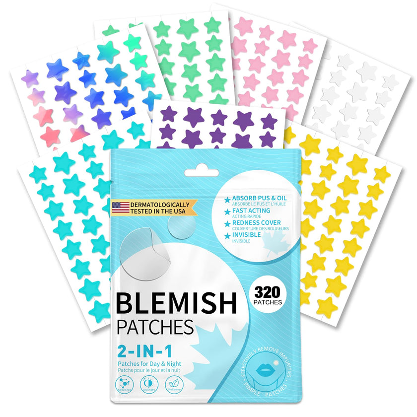 320 PCS Pimple Patch Star Invisible Ultra Thin Star-shaped Pimple Patches Colorful Hydrocolloid Patch Skin Care for Face 🍁 All In One Marketplace Canada