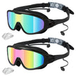 Swimming Goggles, 2 Pack Wide View Anti Fog&UV Swim Goggles with Ear Plugs, No Leaking Swim Glasses for Audlt Men Women Youth (Aqua & Pink) 🍁 All In One Marketplace Canada