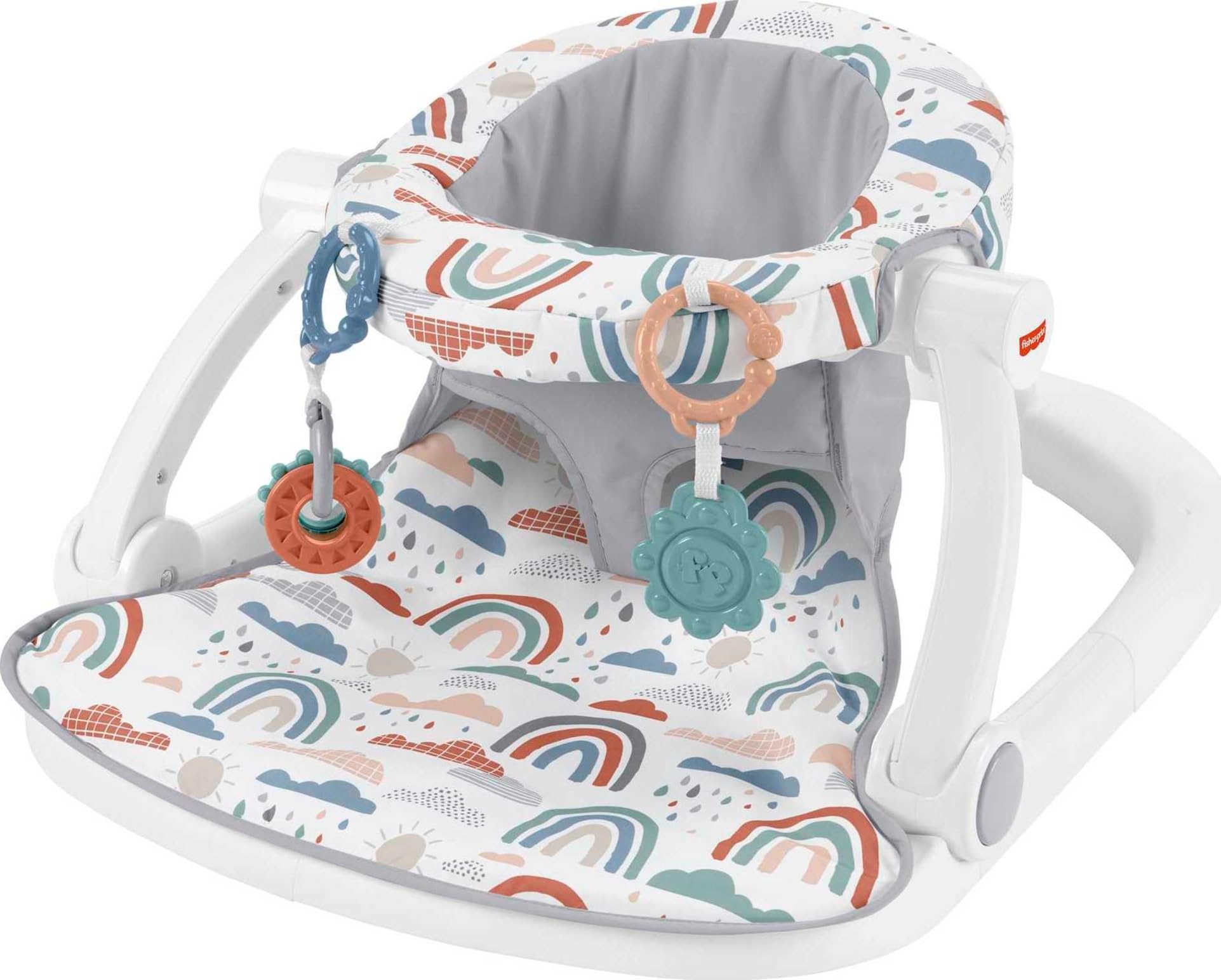 Fisher-Price Portable Baby Chair Sit-Me-Up Floor Seat with Developmental Toys & Machine Washable Seat Pad, Rainbow Showers 🍁 All In One Marketplace Canada