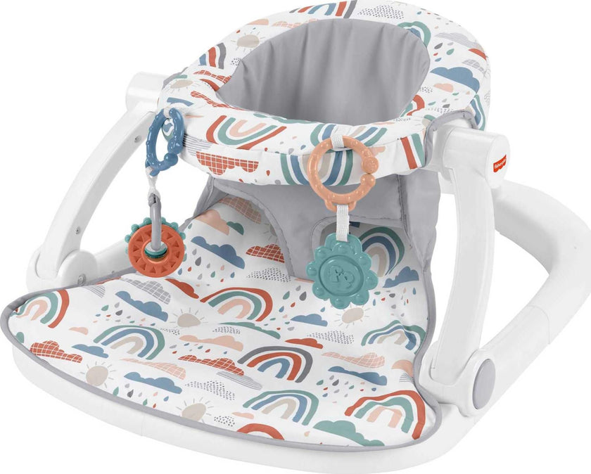 Fisher-Price Portable Baby Chair Sit-Me-Up Floor Seat with Developmental Toys & Machine Washable Seat Pad, Rainbow Showers 🍁 All In One Marketplace Canada