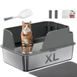 Stainless Steel Cat Litter Box with Lid, XL Litter Box for Big Cats, High Sided Metal Pan, Anti Leakage,Odor-Free & Easy Cleaning,Included Scoop &Trash Bag*2 & Mat & Sticker (Grey) 🍁 All In One Marketplace Canada