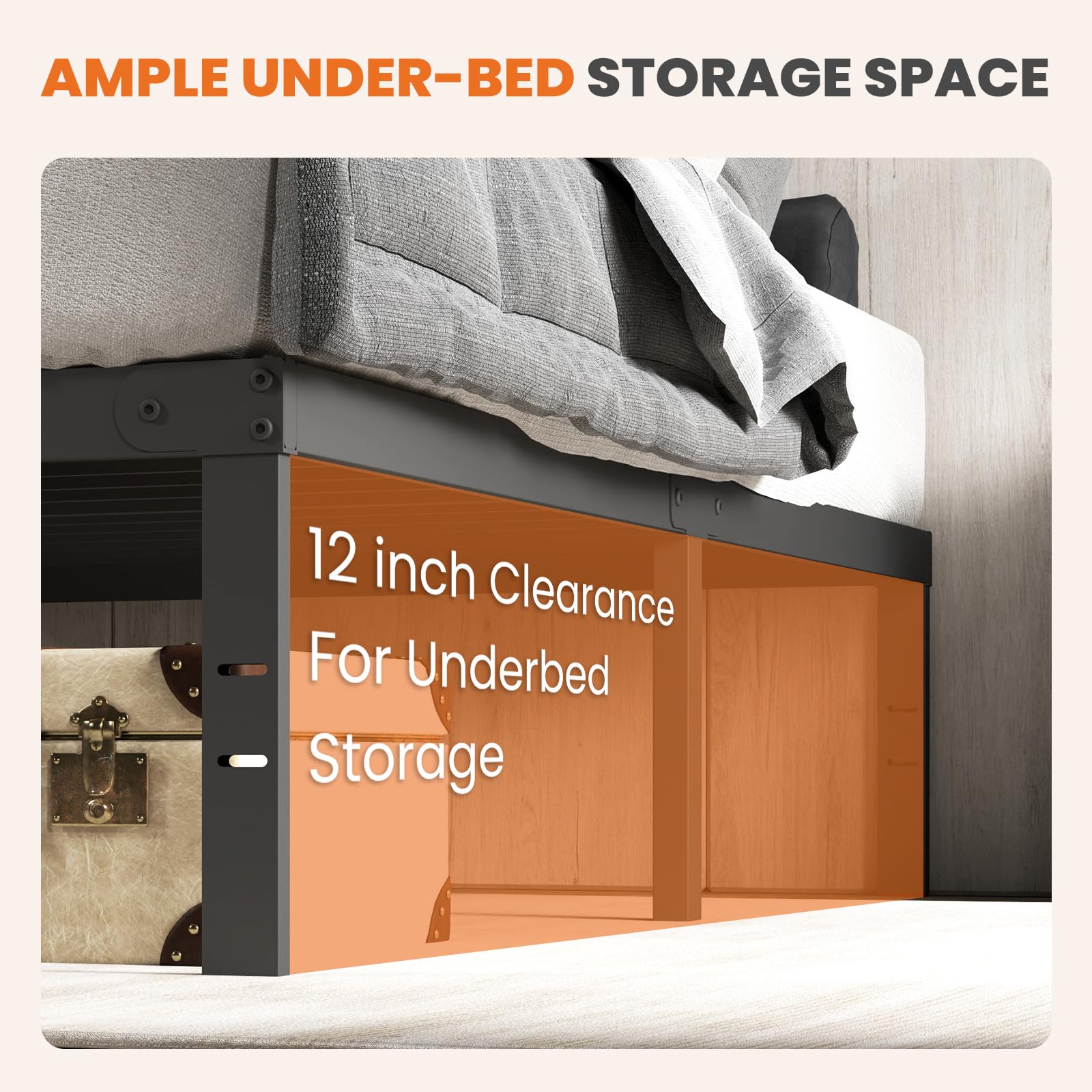 Sweetcrispy Twin Size Bed Frame, 12 Inch Under Bed Storage, Black 🍁 All In One Marketplace Canada