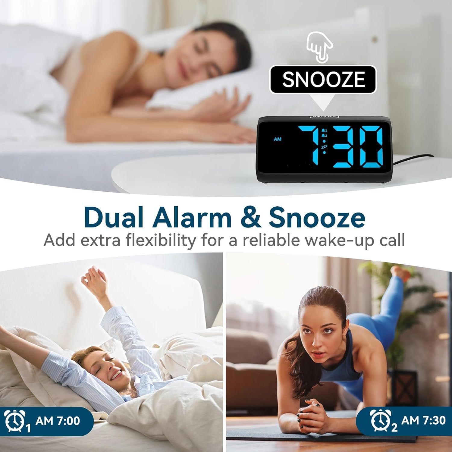 Netzu Loud Alarm Clocks for Bedrooms, Heavy Sleepers Alarm Clock with Dual Alarms, Bold Digits, 5 Dimmers, 4 Volumes, Snooze, Bedside Clock for Deep Sleepers Kids Teens Seniors, Plug in Clock 🍁 All In One Marketplace Canada