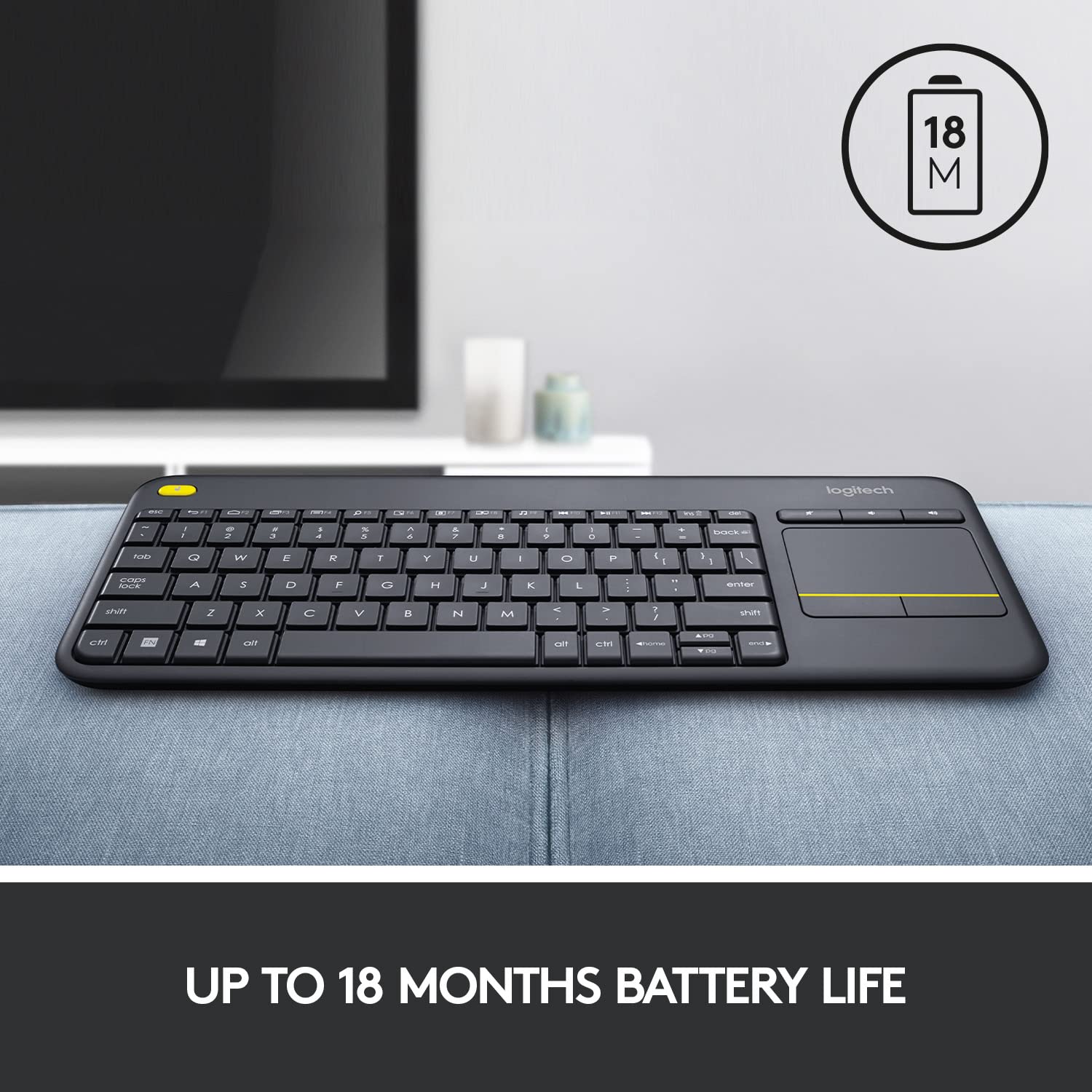 Logitech K400 Plus Wireless Touch TV Keyboard with Easy Media Control and Built-in Touchpad, HTPC Keyboard for PC-Connected TV, Windows, Android, ChromeOS, Laptop, Tablet - Black 🍁 All In One Marketplace Canada