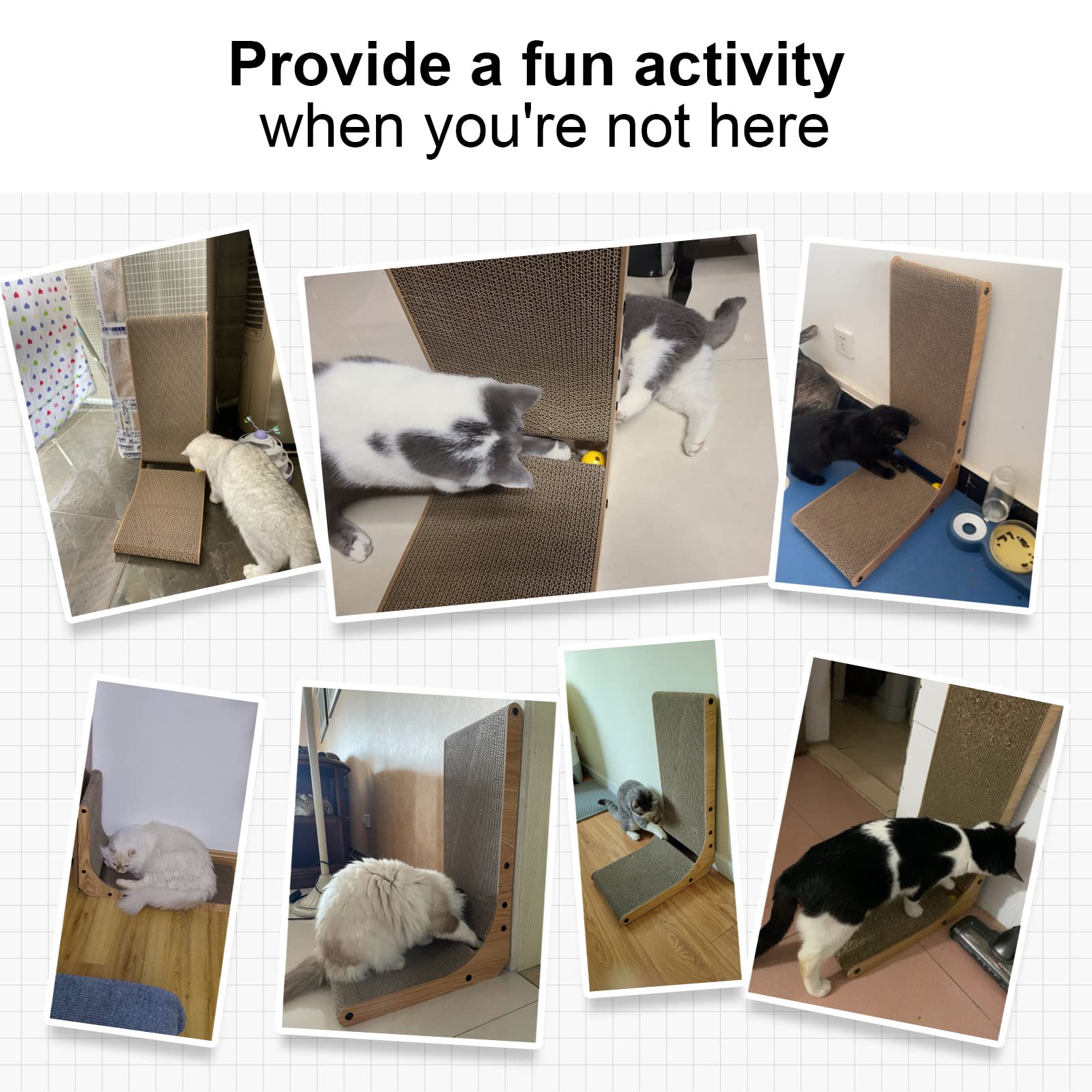 FUKUMARU Cat Scratcher, 68 CM L Shape Cat Scratch Pad Wall Mounted, Cat Scratching Cardboard with Ball Toy for Indoor Cats, Large Size 🍁 All In One Marketplace Canada