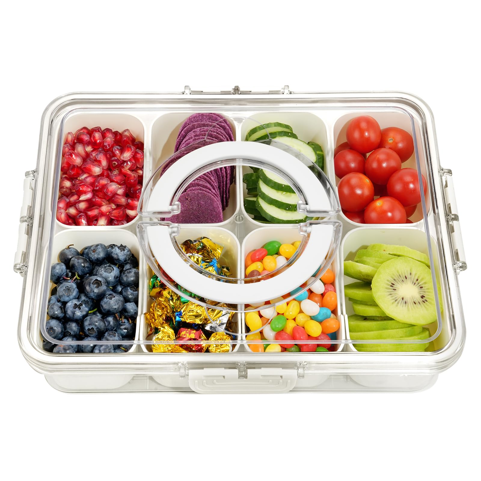 BETA SPACE Snack Box Containers, Divided Serving Tray with Lid, Veggie Tray Snackle Box Charcuterie Board with Lid,8 Inside Containers 🍁 All In One Marketplace Canada
