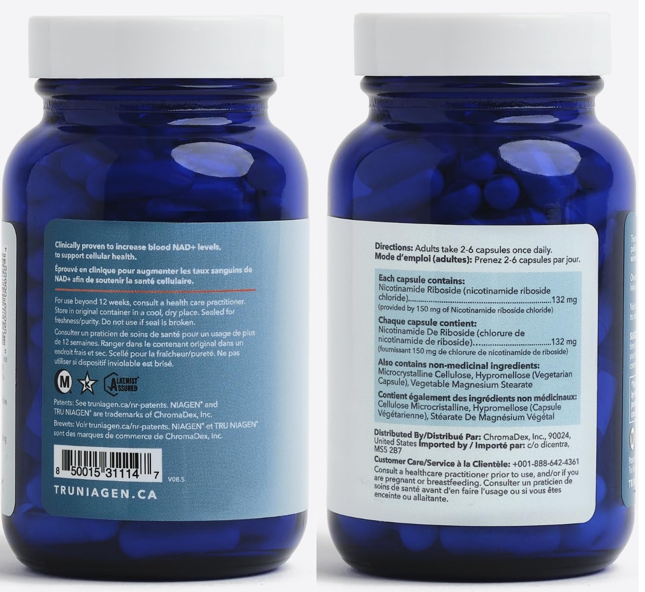 NAD Supplement 120 Capsules, 60 Servings, 300mg Per Serving, Clinically Proven to Increase NAD+, Patented Nicotinamide Riboside Vitamin B3, Cellular Health & Energy Metabolism, Health Canada Licenced 🍁 All In One Marketplace Canada