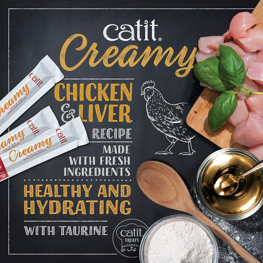 Catit Creamy Cat Treats Lickable, Chicken & Liver Flavor, 50 tubes, Mega Pack, Hand-Fed Lickable Cat Treats, Healthy & Hydrating, Made With Fresh Ingredients, Gaterie Pour Chat 🍁 All In One Marketplace Canada