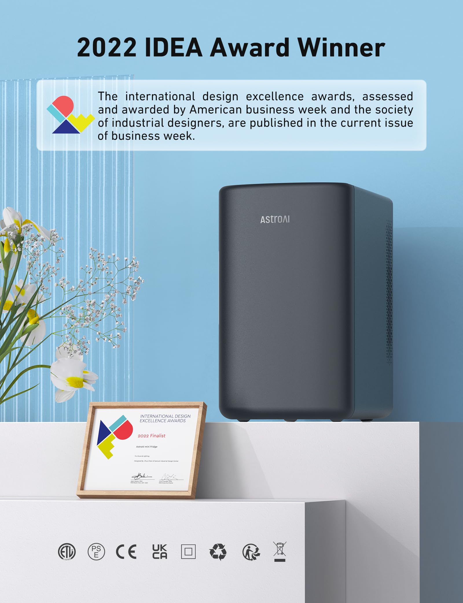AstroAI Mini Fridge 2.0 Gen, 6 Liter/8 Cans Makeup Skincare Small Fridge 110V AC/ 12V DC Portable Thermoelectric Cooler and Warmer Little Tiny Fridge for Bedroom, Cosmetics,Car (Dark Grey) 🍁 All In One Marketplace Canada