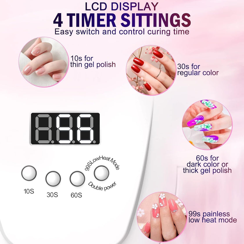 UV LED Nail Lamp, NAILGIRLS 168W Fast UV Light for Nails Gel Polish, Professional Curing with 4 Timer Setting Auto Sensor, LED Gel Nail Dryer for Fingernail and Toenail Home Salon Use, Nail Art Tools 🍁 All In One Marketplace Canada