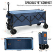 Overmont 300L Foldable Collapsible Wagon - Heavy Duty Utility Beach Wagon Cart with Rotatable Wide Wheels Inside Pockets for Camping Garden Shopping Sports - 440lbs Load 🍁 All In One Marketplace Canada