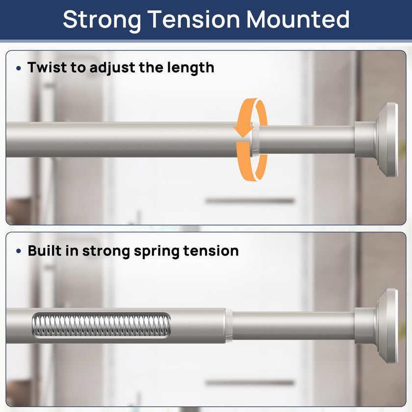 Shower Curtain Rod 30 to 76 Inches, 1 Inch Adjustable Spring Tension Stainless Steel Shower Rod No Drill for Bathroom, Closet, Window, Room Divider, Never Rust, Non Slip, Nickel 🍁 All In One Marketplace Canada