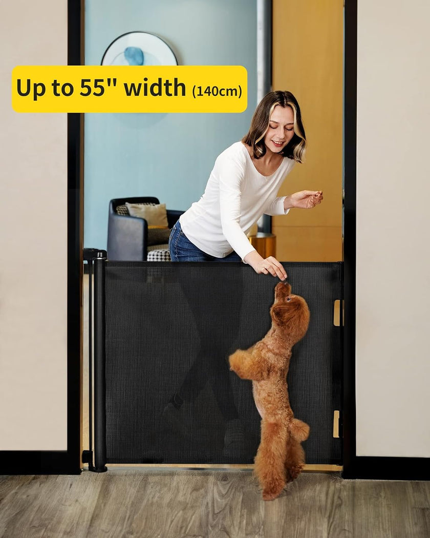 Retractable Baby Gates for Stairs, 55 Wide Mesh Dog Gate for Doorways, 33.6