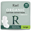 Rael Organic Cotton Cover Pads - Heavy Absorbency, Unscented, Ultra Thin Pads with Wings for Women (Large, 48 Count) 🍁 All In One Marketplace Canada