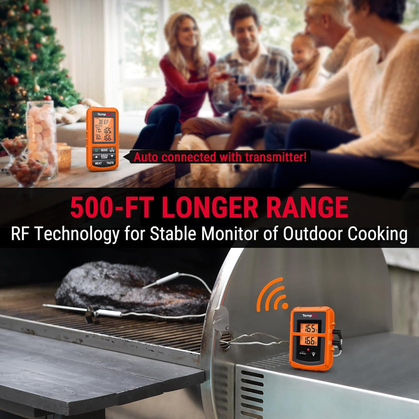 TempPro TP20 500FT Wireless Digital Thermometer with Dual Temperature Probe, Digital Cooking Food Thermometer Wireless for Smoker BBQ Grill Thermometer Beef Steak Turkey Thermometer 🍁 All In One Marketplace Canada