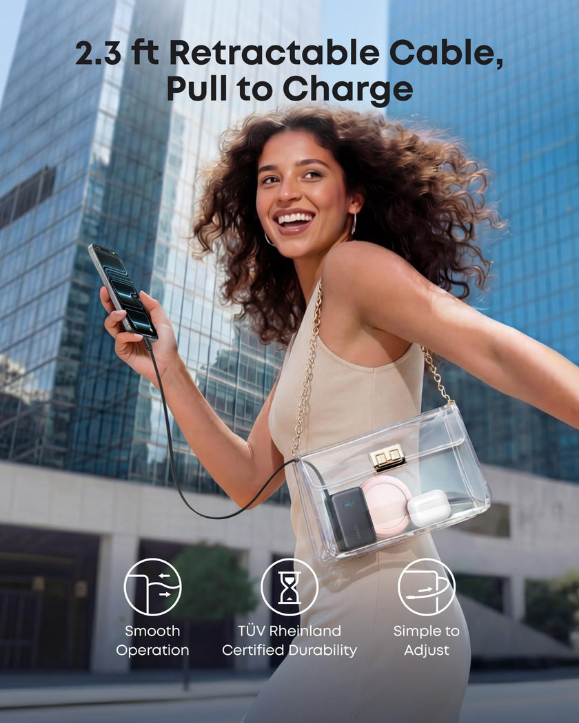 Anker Nano Power Bank, 10,000mAh Portable Charger with 2.3 ft Anker InstaCord Retractable Cable, 45W Max Compact Battery Pack, Smart Display, for iPhone 17/16 Series,iPad,Galaxy,Pixel and More (Black) 🍁 All In One Marketplace Canada