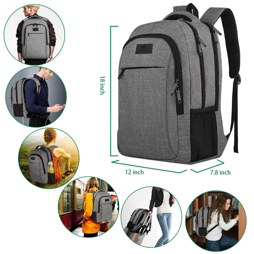 MATEIN Travel Laptop Backpack, Business Anti Theft Slim Sturdy Laptops Backpack, Water Resistant College School Computer Bag Gift for Men & Women Fits 15.6 Inch Notebook, Grey 🍁 All In One Marketplace Canada