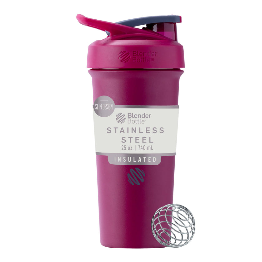 BlenderBottle Strada Sleek Shaker Cup Insulated Stainless Steel Water Bottle with Wire Whisk, 25-Ounce, Raspberry 🍁 All In One Marketplace Canada