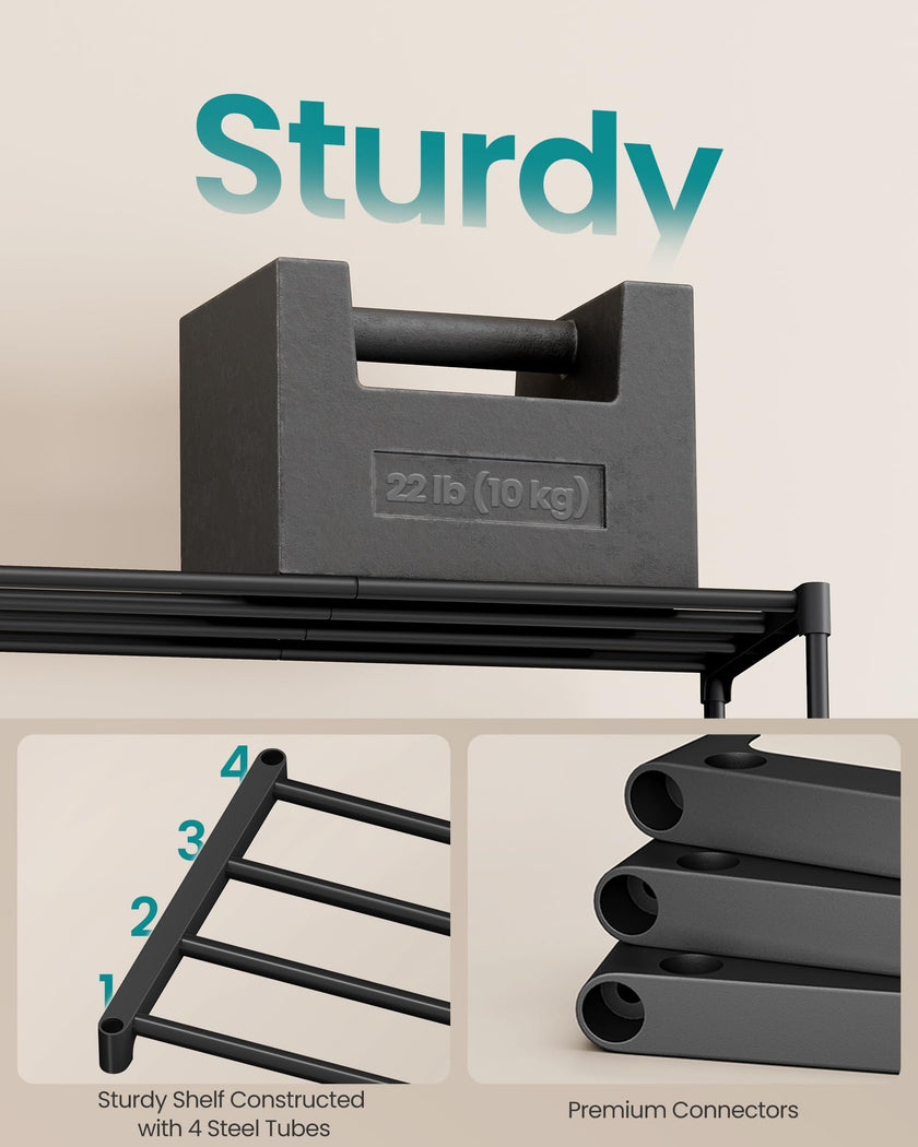 SONGMICS 3-Tier Shoe Rack for Closet, Compact Metal Shoe Organizer Shelf for Entryway, Bedroom, Small Spaces, Stackable, 11.8 x 24.5 x 19.1 Inches, Black ULSA123BH01 🍁 All In One Marketplace Canada