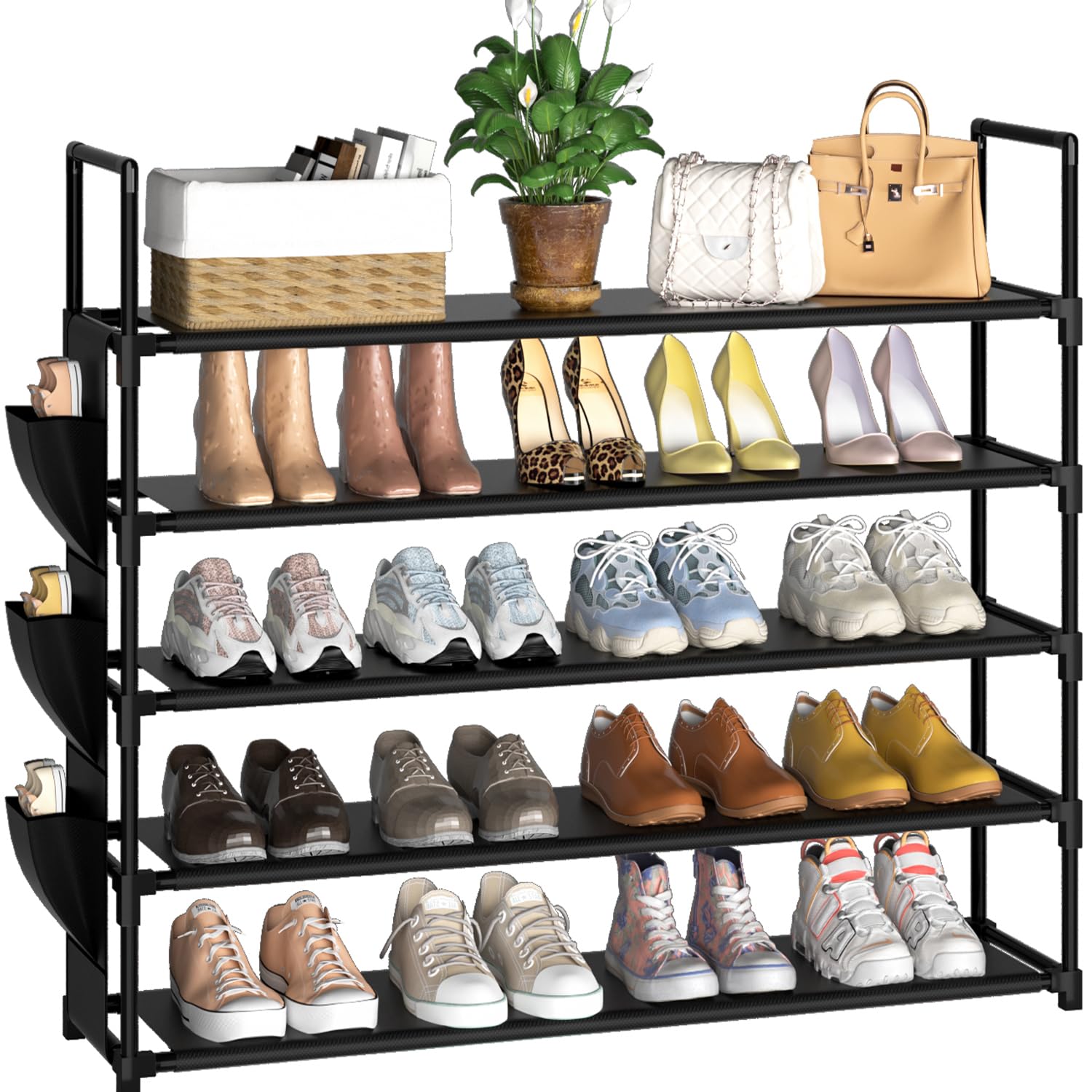 Shoe Rack 5 Tier Shoe Organizer Shoe Storage 20-25 Pairs for Closet Entryway Shoes Holder Space Saving Tall Shoes Shelf for Bedroom Garage Door 🍁 All In One Marketplace Canada