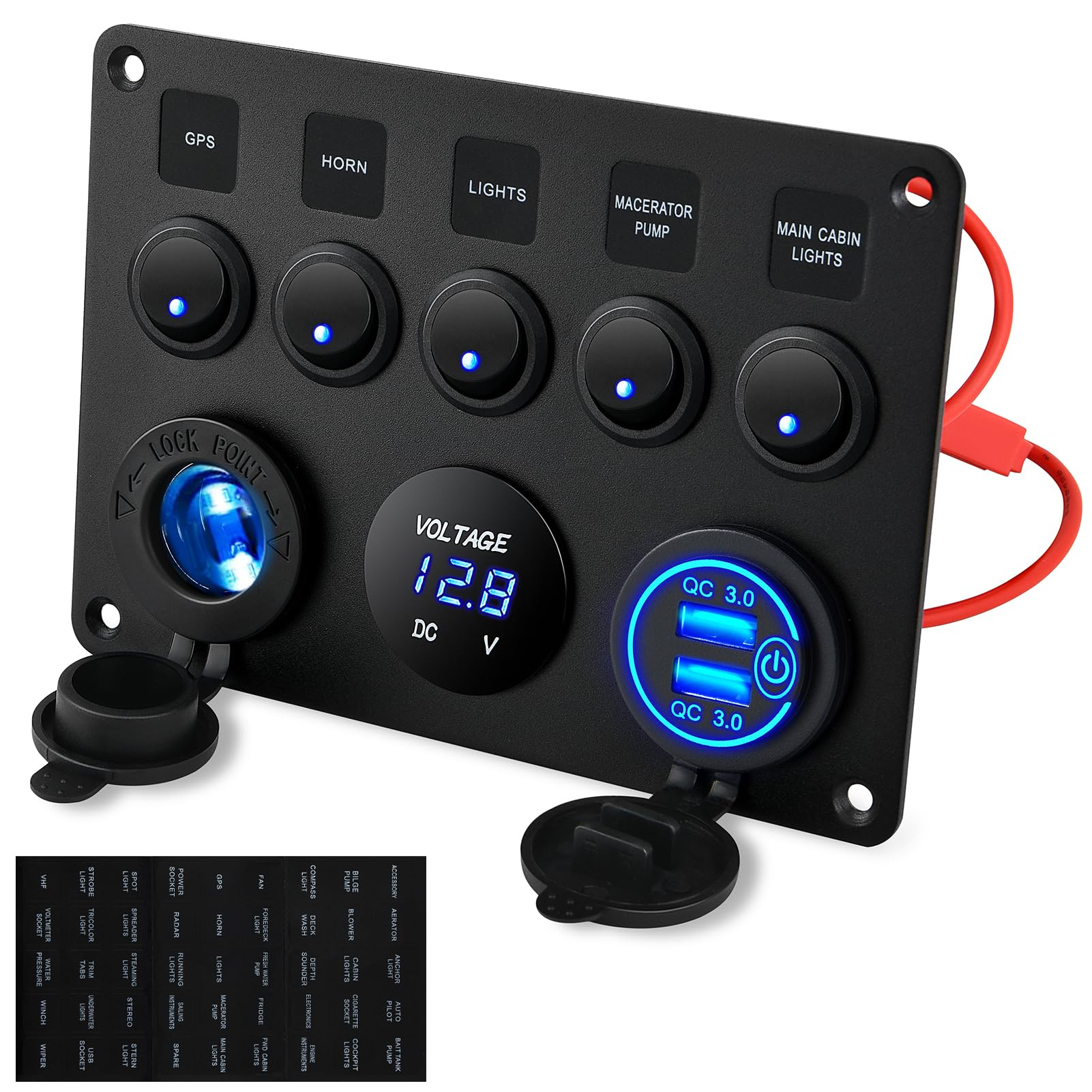 Kohree 5 Gang 12V Switch Panel, Rocker Switch Panel with Touch Switch 🍁 All In One Marketplace Canada