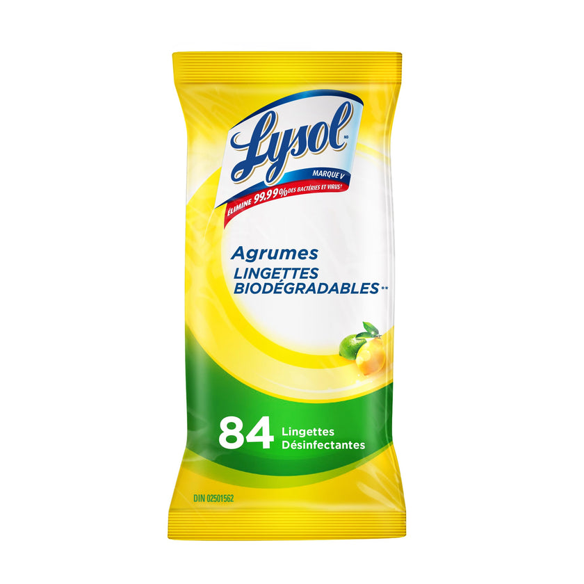 Lysol Disinfecting Wipes Flatpack, Citrus, Biodegradable Wipes, Kills 99.9% of Viruses & Bacteria, Bulk Pack of 4, 336 count (4 x 84 count) 🍁 All In One Marketplace Canada