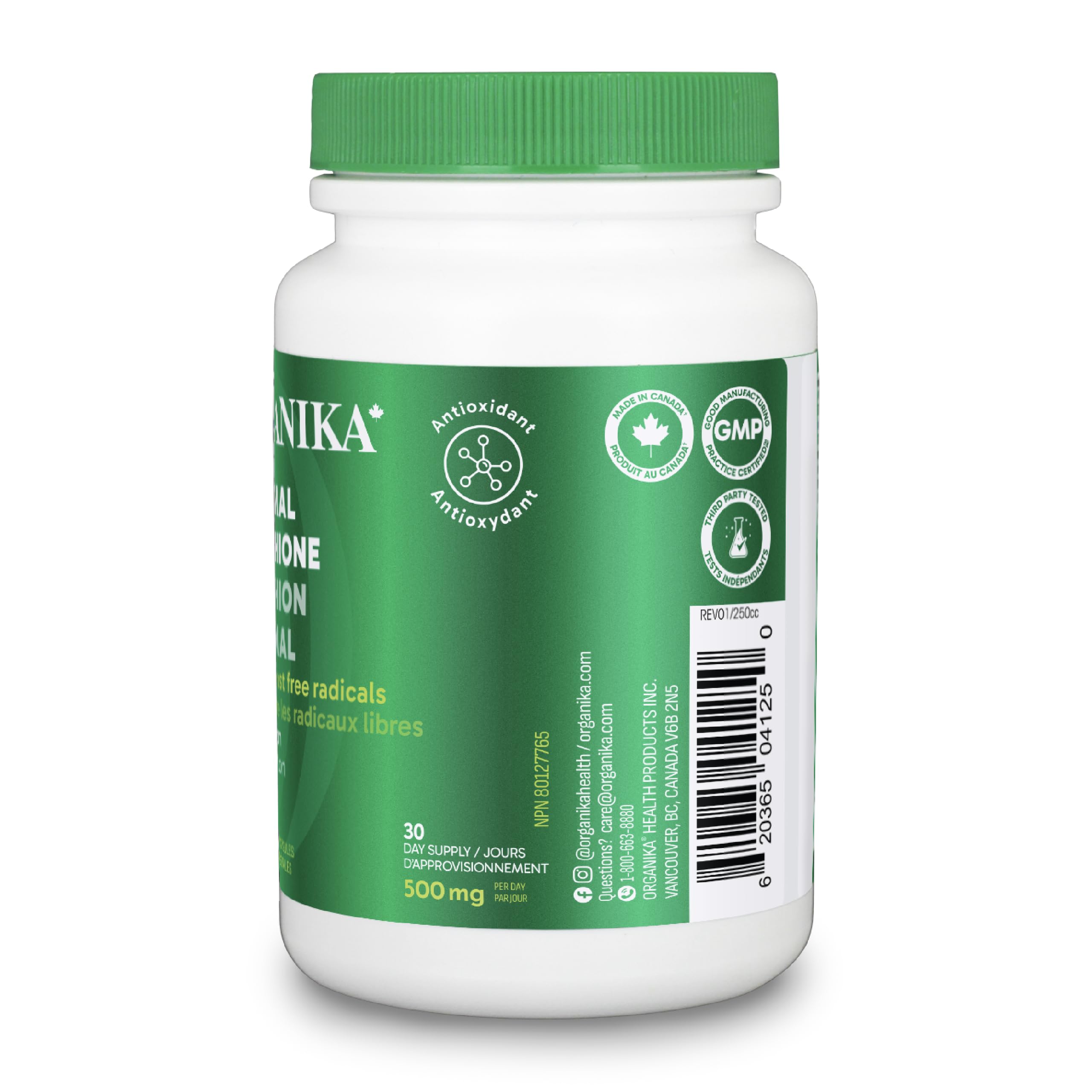 Organika Canadian-Made Liposomal L-Glutathione 500 mg- Supperior Absorption, Potent Antioxidant, Immunity Support, Helps Tissue Repair, Detox - 30vcaps, 30 Day Supply 🍁 All In One Marketplace Canada