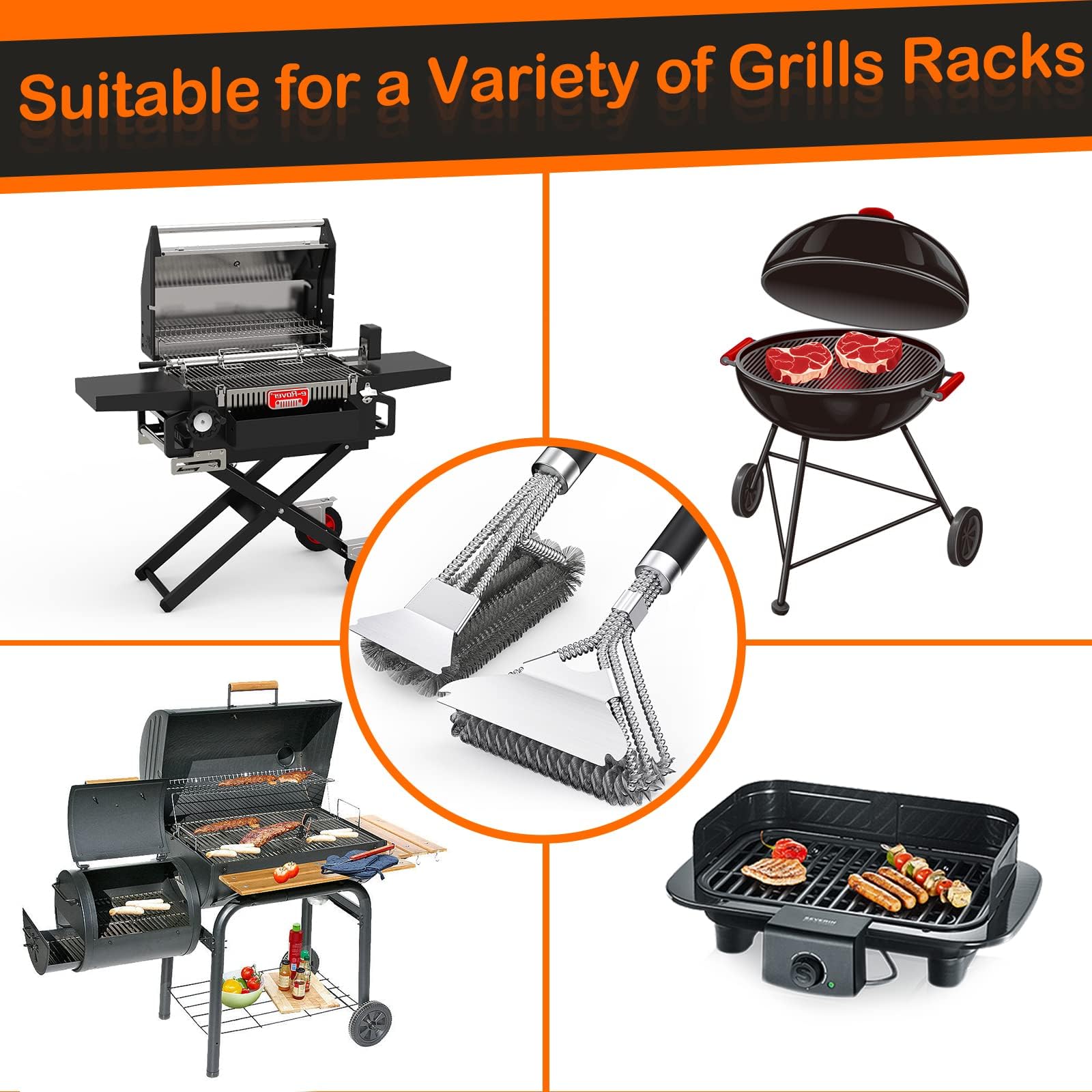 2 Packs BBQ Grill Brush, BBQ Brush Cleaner for Grill, Stainless Steel BBQ Cleaning Brush with Scraper, BBQ Accessories Suitable for Gas, Charcoal, Infrared & Barbecue Grill 🍁 All In One Marketplace Canada