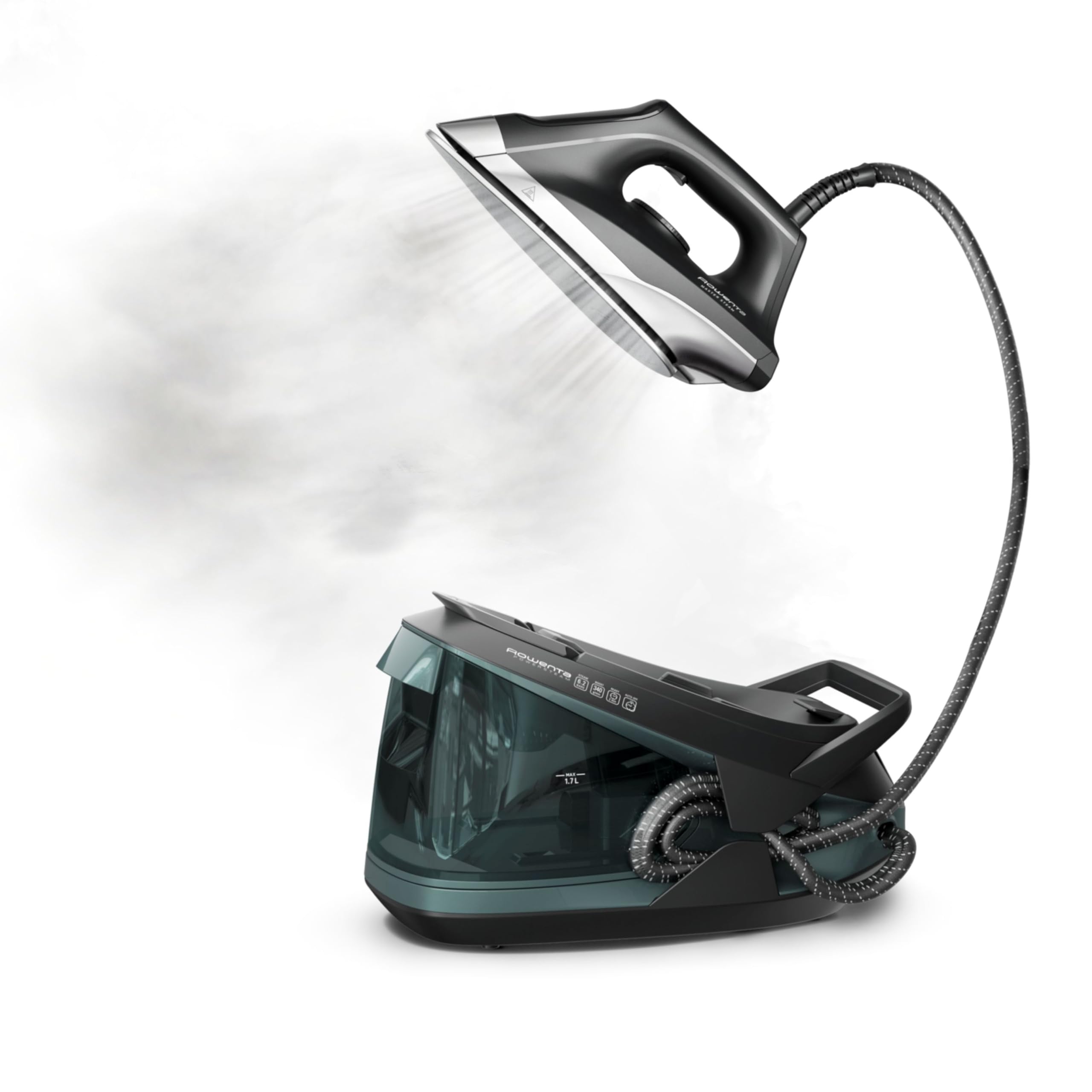 Rowenta Iron Steamer for Clothes Master Steam Station, Professional Steam Iron for Clothes with Stainless Steel Soleplate, 57 Oz, 400 Microsteam Holes, Built-In Pump, 1750 Watts, Black/Green, VR8338 🍁 All In One Marketplace Canada