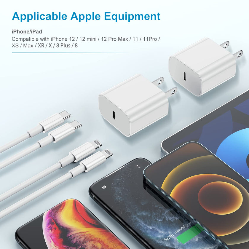 2Pack Apple Certified iPhone Charger Fast Charging, PD USB C Wall Charger Block with Type C to Lightning Cable 6ft Compatible with iPhone 14/14 Plus/13 Pro Max/12/12 Pro/11/iPad 🍁 All In One Marketplace Canada