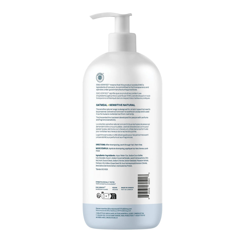 ATTITUDE Extra Gentle Hair Shampoo for Sensitive Dry Scalp, Made in Canada, EWG Verified, Soothing Oat, For Thin Hair, Vegan and Plant-Based, 946 mL 🍁 All In One Marketplace Canada