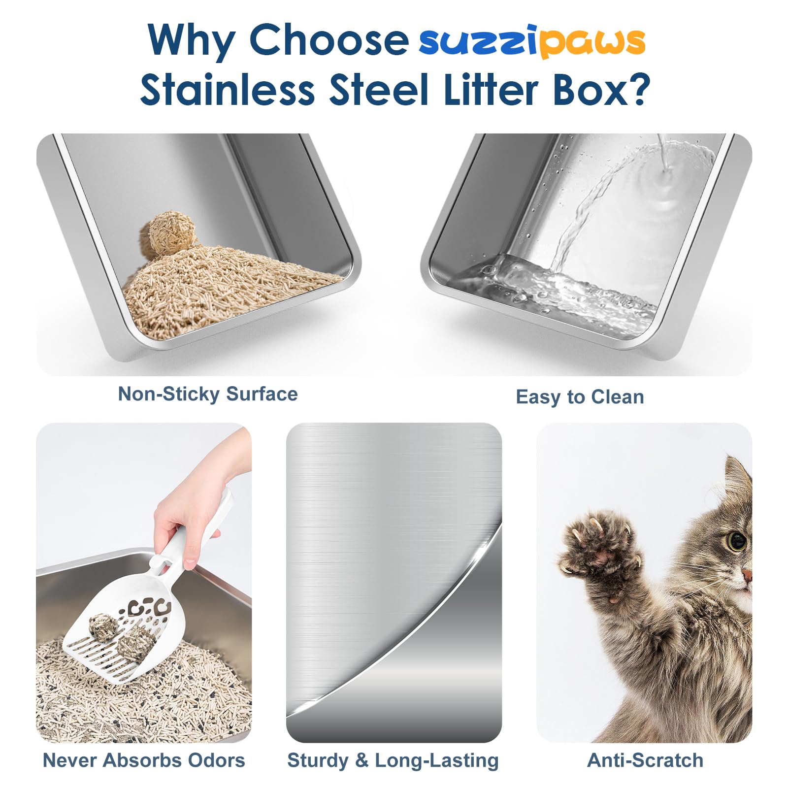 Suzzipaws XL Enclosed Stainless Steel Cat Litter Box for Big Cats 🍁 All In One Marketplace Canada
