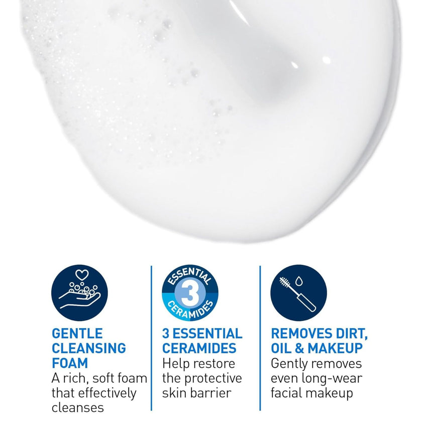 CeraVe Hydrating Cream-to-Foam Face Wash for Normal to Dry Skin, Face Cleanser with Hyaluronic Acid, Amino Acids & Ceramides, Gently Cleanses Skin, Fragrance-Free, Recommended by Dermatologists, 473mL 🍁 All In One Marketplace Canada