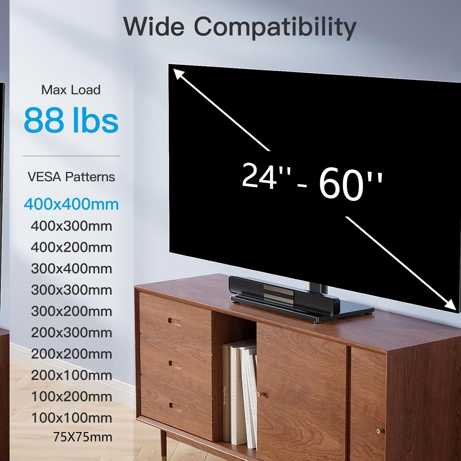 PERLESMITH Swivel Universal TV Stand/Base - Table Top TV Stand for 24-60 inch LCD LED TVs - Height Adjustable TV Mount Stand with Tempered Glass Base, VESA 400x400mm, Holds up to 99lbs PSTVS09 🍁 All In One Marketplace Canada