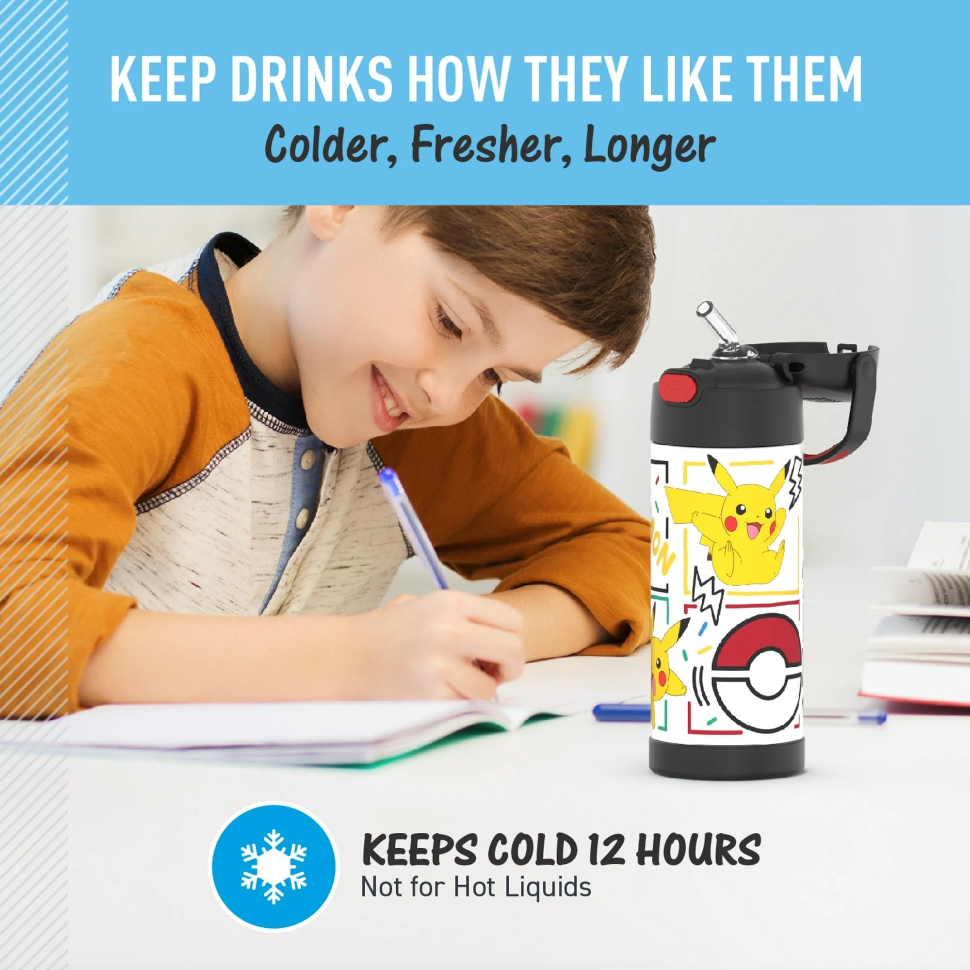 THERMOS FUNTAINER Water Bottle with Straw, 14oz, Pokemon 🍁 All In One Marketplace Canada